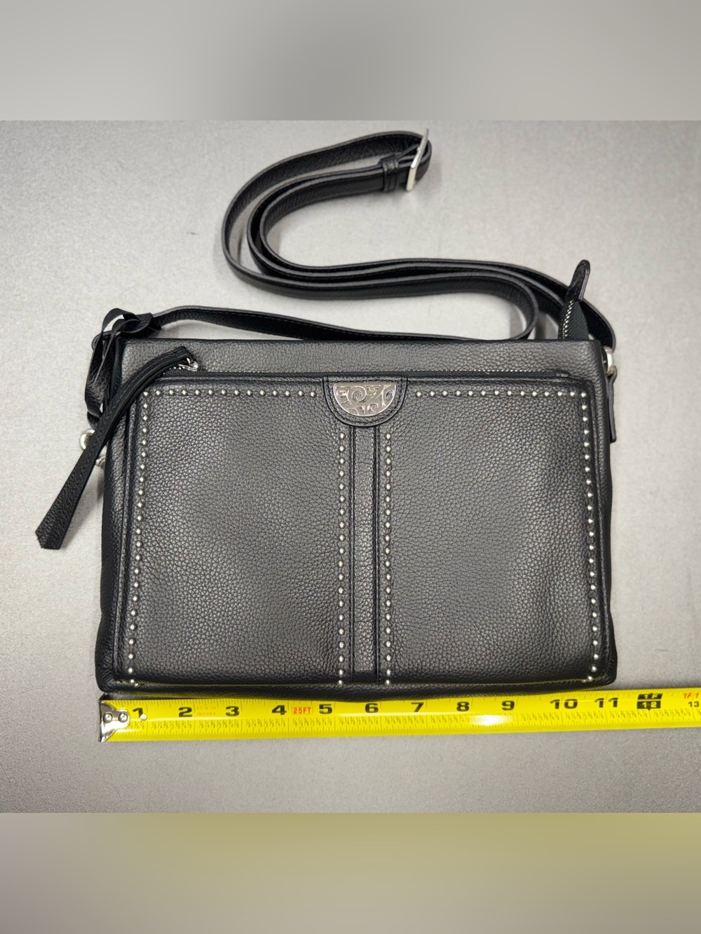 Brighton Jagger Pretty Tough Black Leather Studded Crossbody - Picture 3 of 13